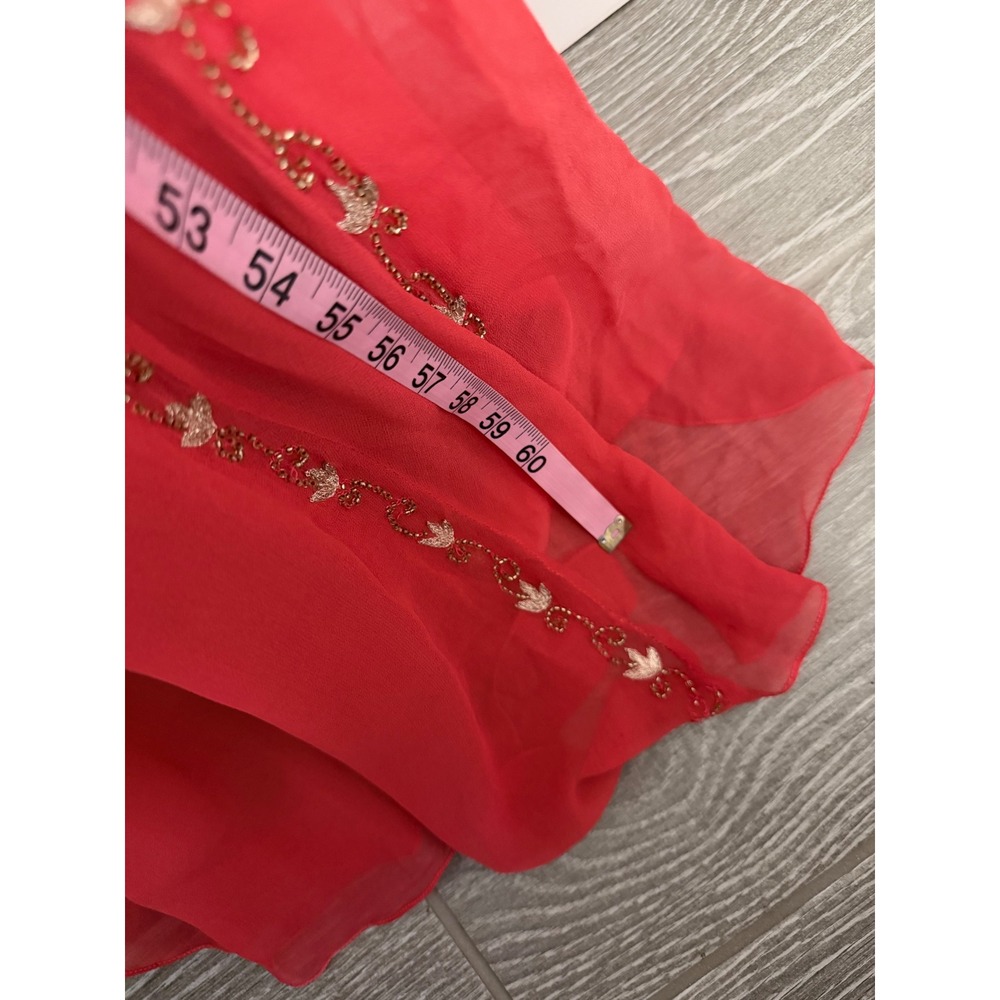 CACHÉ LUXE Coral Beaded Allover Floral Open Back Floor Length Gown Vintage Sz 2 - Picture 13 of 15